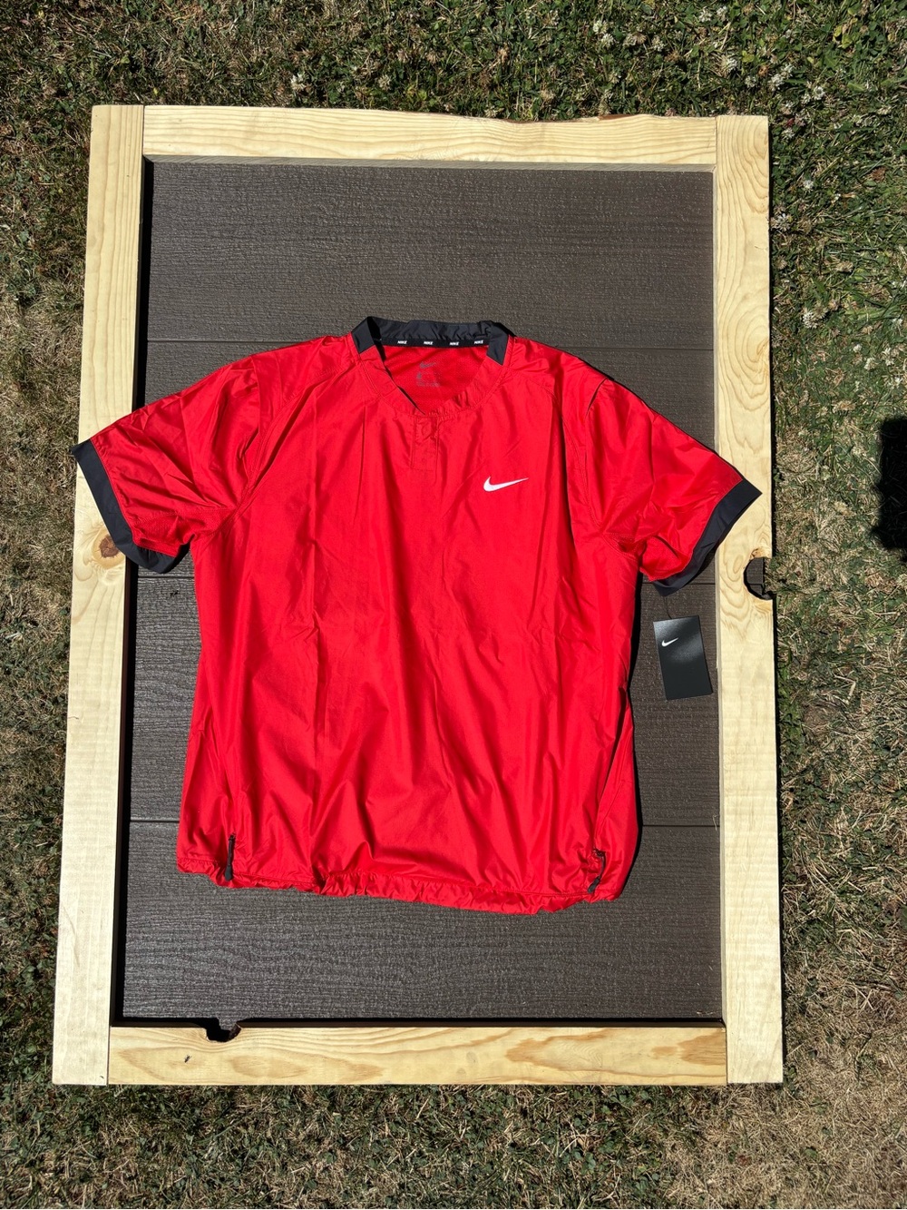 Nike Red Short-Sleeve Windbreaker with Black Trim